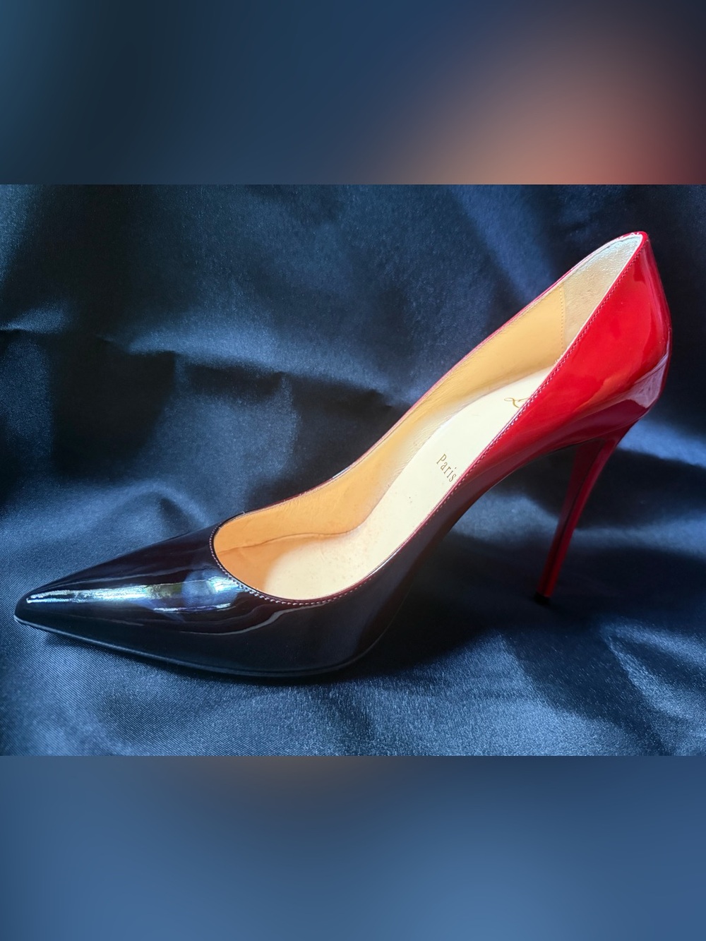 Red and Black Patent Stiletto Pumps - Women's High Heel